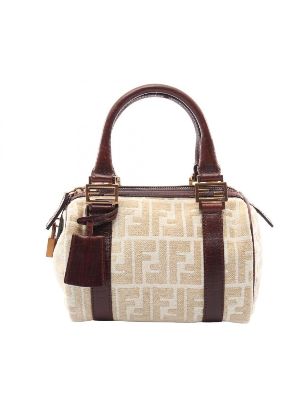 Fendi Tote Zucca Beige Brown Fabric Leather Handbag